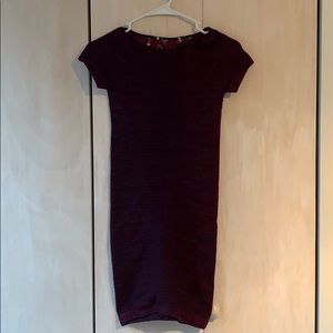 BCBG purple bodycon dress with mesh detail in back